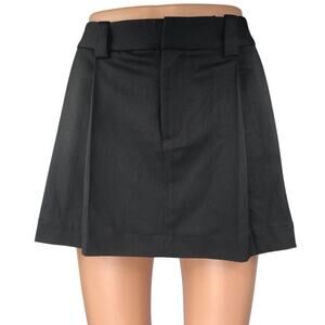 L'Academie Bella Women's Black Pleated High Waist Mini A-Line Flared Skirt Sz M